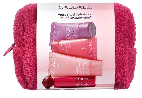 CAUDALIE TROUSSE INVERNO 2025 VINOHYDRA GEL DETERGENTE 30 ML + VINOHYDRA CREMA IDRATAZIONE INTENSA 15 ML + THE DES VIGNES CORPO 30 ML + BALSAMO LABBRA COLORATO 4,5 G - Farma Nice