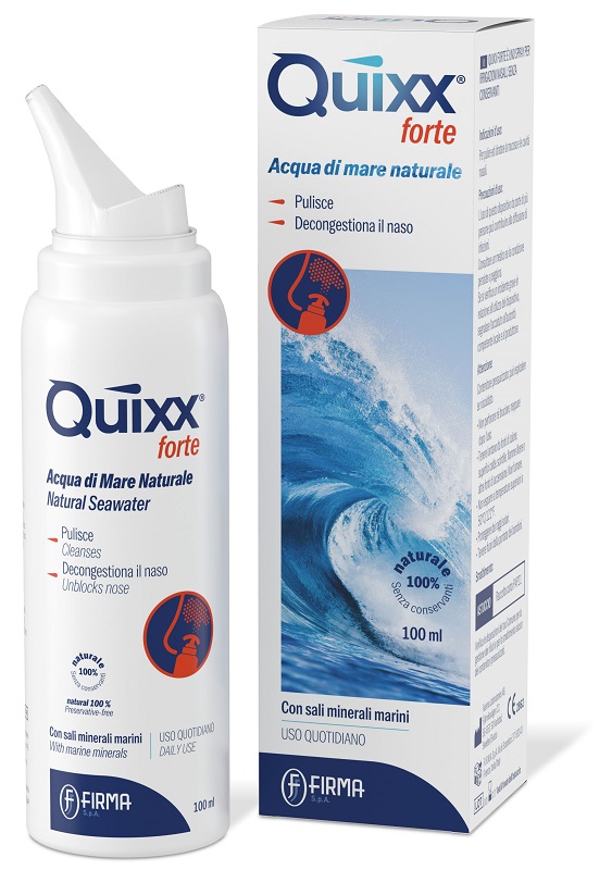 SOLUZIONE SPRAY PER IRRIGAZIONI NASALI QUIXX FORTE ACQUA MARINA IPERTONICA 100 ML - Farma Nice
