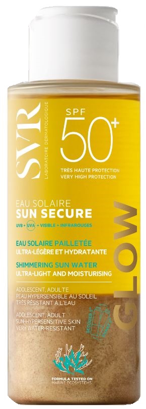 SUN SECURE EAU SOLAIRE GLOW SPF50+ ACQUA SOLARE BRILLANTINI ULTRA LEGGERA E IDRATANTE 100 ML - Farma Nice