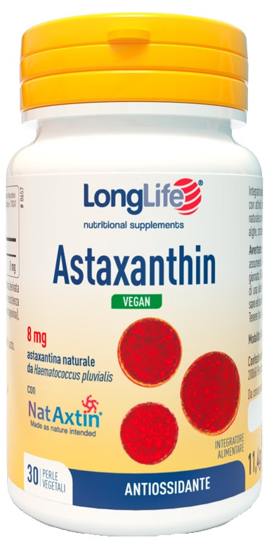 LONGLIFE ASTAXANTHIN VEGAN 8 MG 30 PERLE VEGETALI SENZA GLUTINE - Farma Nice