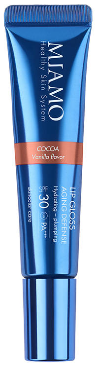MIAMO SKINCOLOR CARE LIP GLOSS AGING DEFENSE SPF 30+ COCOA VANILLA FLAVOR 15 ML - Farma Nice