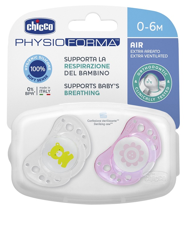 CHICCO SUCCHICCO AIR GIRL SILICONE 0-6 MESI 2 PEZZI - Farma Nice