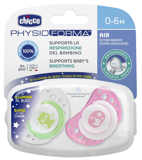 CHICCO SUCCHICCO AIR LUM SILICONE 0-6 MESI 2 PEZZI - Farma Nice