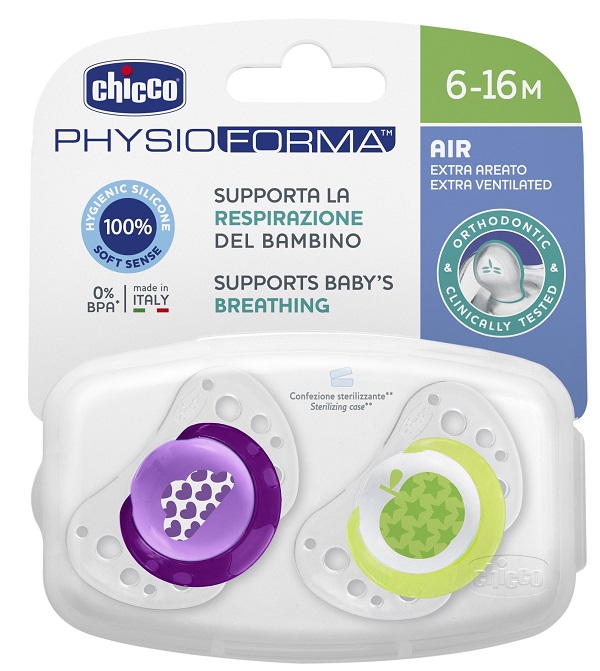 CHICCO SUCCHIETTO AIR GIRL IN SILICONE 6-16 MESI 2 PEZZI - Farma Nice