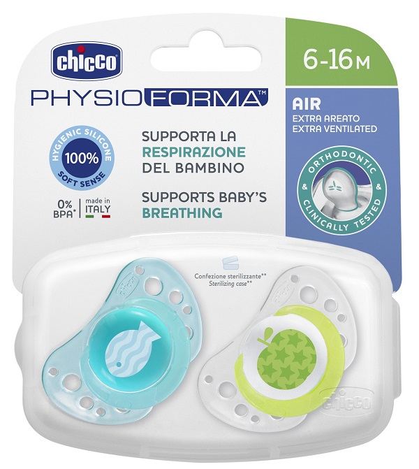 CHICCO SUCCHIETTO AIR BOY IN SILICONE 6-16 MESI 2 PEZZI - Farma Nice