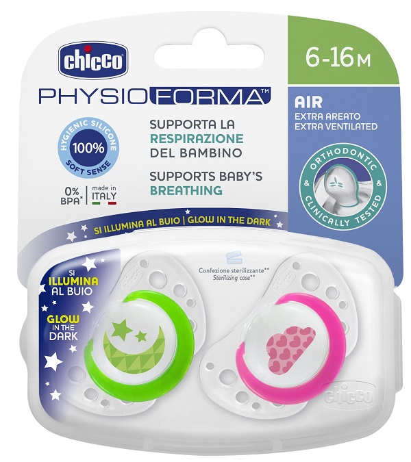 CHICCO SUCCHIETTO AIR LUMI IN SILICONE 6-16 MESI 2 PEZZI - Farma Nice