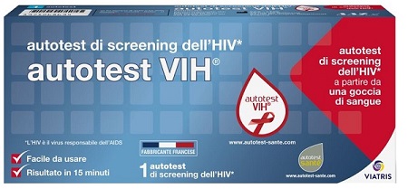 AUTOTEST VIH SCREENING DELL'HIV CONTIENE 1 AUTOTEST + SOLUZIONE + BISTURI + CEROTTO + GARZA + SALVIETTA DISINFETTANTE - Farma Nice