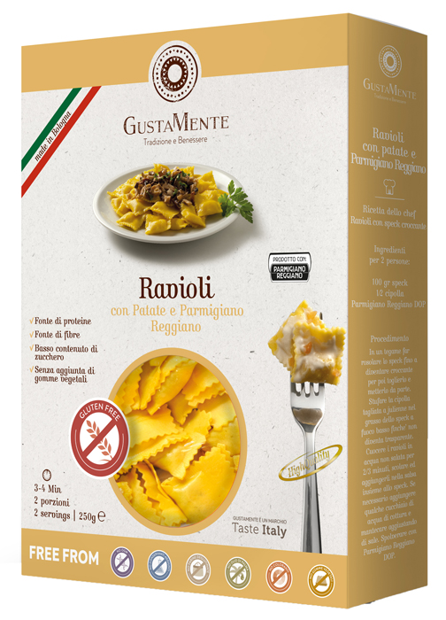 GUSTAMENTE RAVIOLI PATATE/PARMIGIANO REGGIANO 250 G - Farma Nice
