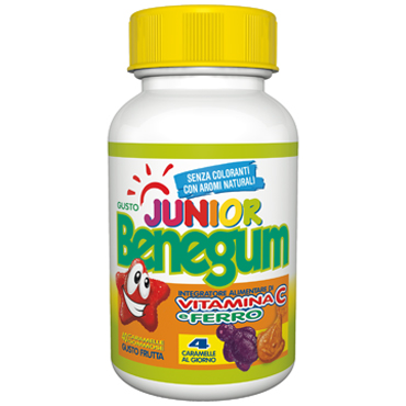 BENEGUM JUNIOR VIT C E FERRO 40 CARAMELLE GOMMOSE GUSTO FRUTTA - Farma Nice