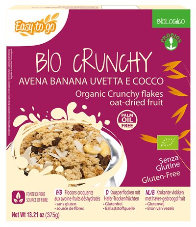 EASY TO GO BIO CRUNCHY AVENA BANANA UVETTA E COCCO 375 G - Farma Nice