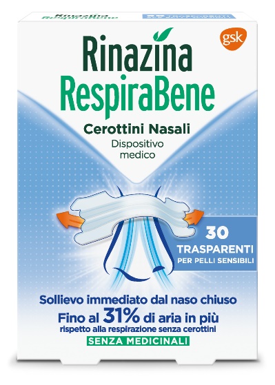 RINAZINA RESPIRABENE CEROTTI NASALI TRASPARENTI CARTON 30 PEZZI - Farma Nice