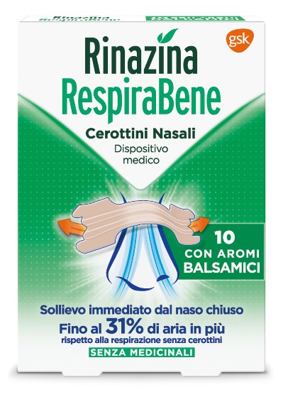 RINAZINA RESPIRABENE CEROTTI NASALI CON AROMI BALSAMICI CARTON 10 PEZZI - Farma Nice
