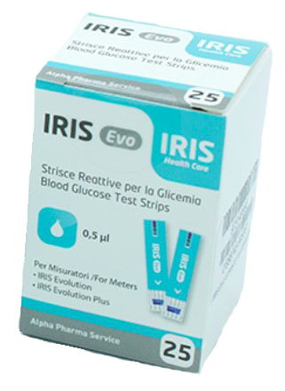 STRISCE MISURAZIONE GLICEMIA IRIS EVO 25 PEZZI - Farma Nice