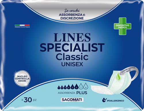 PANNOLONE SAGOMATO LINES SPECIALIST CLASSIC PLUS 30 PEZZI - Farma Nice