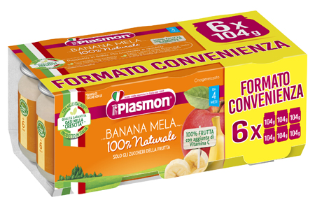 PLASMON OMOGENEIZZATO BANANA/MELA 6 X 104 G - Farma Nice