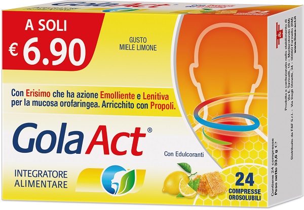 GOLA ACT MIELE LIMONE 24 COMPRESSE SOLUBILI 33,6 G - Farma Nice