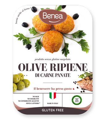 BENEA OLIVE RIPIENE DI CARNE PANATE SURGELATE SENZA GLUTINE 200 G - Farma Nice