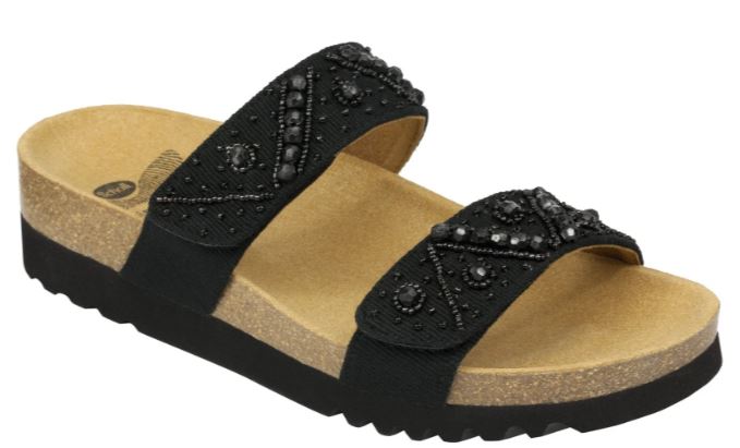 CALZATURA ZAFIRAH CANVAS + BEADS WOMENS BLACK 38 TOMAIA CANVAS+PERLINE FODERA TOMAIA MICROFIBRA SOTTOPIEDE MICROFIBRA EVA CALZATA F COLLEZIONE 2018 - Farma Nice