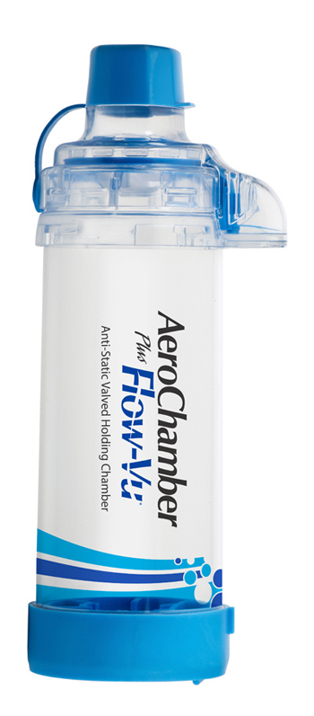 CAMERA DISTANZIATRICE ANTISTATICA AEROCHAMBER PLUS FLOWVU CON BOCCAGLIO PER ADULTI BLU - Farma Nice