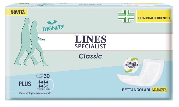 PANNOLONE LINES SPECIALIST CLASSIC RETTANGOLARE CON BARRIERA CONTROL 30 PEZZI - Farma Nice