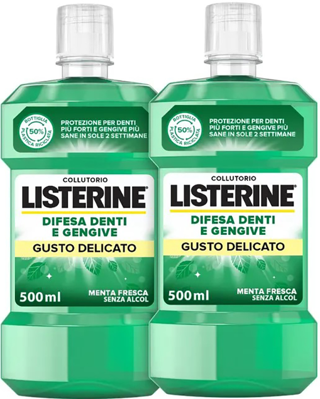 LISTERINE DENTI & GENGIVE GUSTO DELICATO 2 X 500 ML - Farma Nice