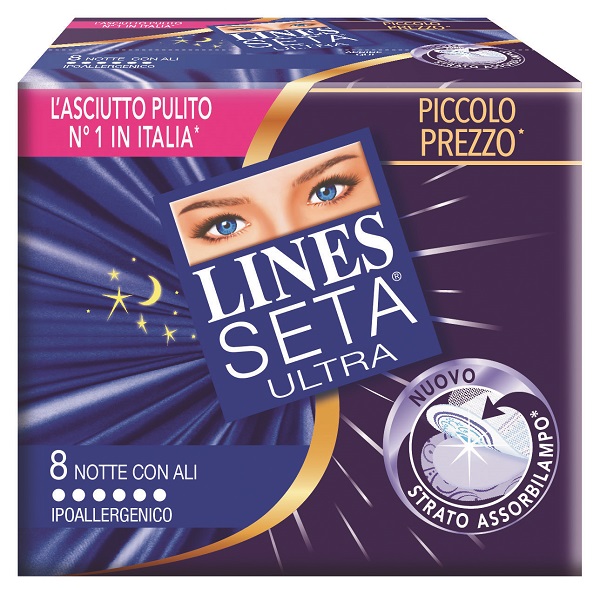 LINES SETA ULTRA ASSORBENTI CON ALI NOTTE 10 PEZZI - Farma Nice