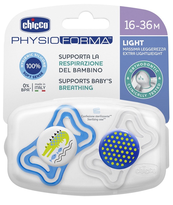 CHICCO SUCCHIETTO LIGHT BOY SILICONE 16-36 MESI 2 PEZZI - Farma Nice