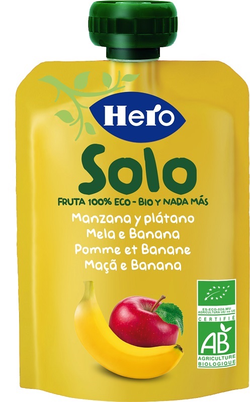 HERO SOLO FRUTTA FRULLATA 100% BIO MELA/BANANA 100 G - Farma Nice