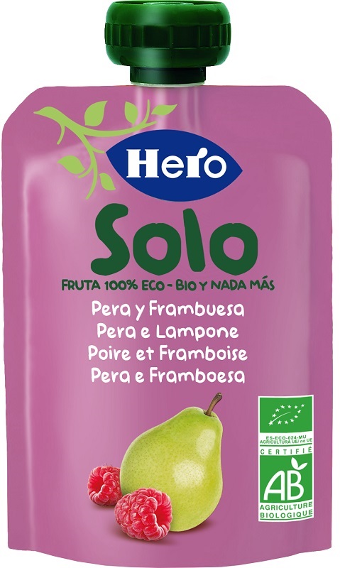 HERO SOLO FRUTTA FRULLATA 100% BIO PERA E LAMPONE 100 G - Farma Nice