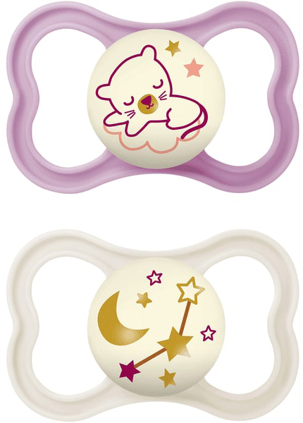 MAM AIR NIGHT SUCCHIETTO 16+ MESI SILICONE FEMMINA 2 PEZZI - Farma Nice