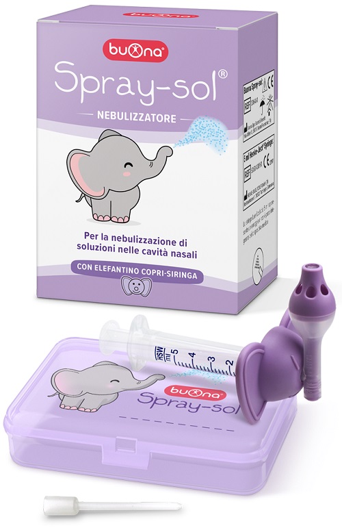 BUONA SPRAY-SOL NEBULIZZATORE SPRAY SOL + AGO CANNULA + SIRINGA LUER LOCK DA 5 ML + ELEFANTINO COPRI-SIRINGA + CONTENITORE - Farma Nice