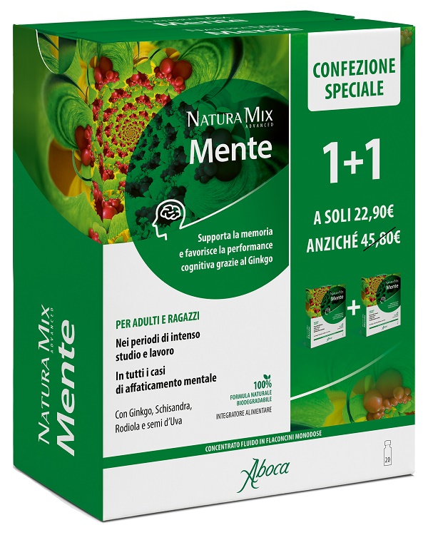 NATURA MIX ADVANCED MENTE 10 FLACONCINI + 10 FLACONCINI 300 ML CONFEZIONE SPECIALE - Farma Nice