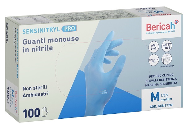 GUANTO MONOUSO SENSINITRYL PRO IN NITRILE MEDIUM 100 PEZZI - Farma Nice