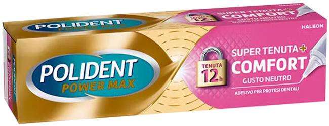 CREMA ADESIVA PROTESI DENTALI POLIDENT POWER MAX SUPER TENUTA+COMFORT 70 G - Farma Nice