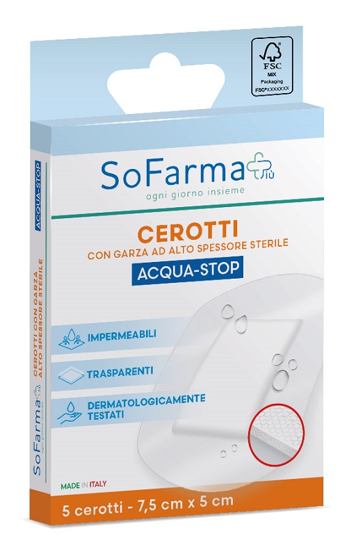 CEROTTO ACQUASTOP 7,5X5 CM 5 PEZZI SOFARMAPIU' - Farma Nice