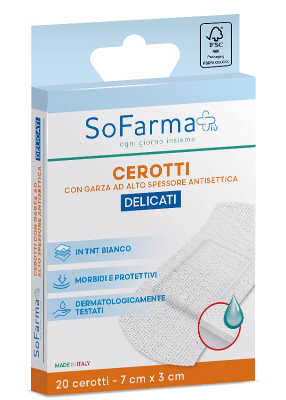 CEROTTO DELICATO 7X3 CM 20 PEZZI SOFARMAPIU' - Farma Nice