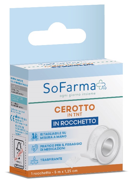 ROCCHETTO TESSUTO NON TESSUTO M 5X1,25 CM SOFARMAPIU' - Farma Nice