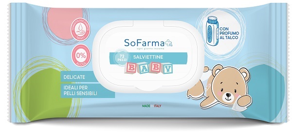 SALVIETTINE BABY TALCO 72 PEZZI SOFARMAPIU' - Farma Nice
