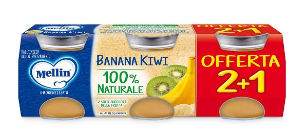 MELLIN OMOGENEIZZATO BANANA KIWI 3 PEZZI DA 100 G - Farma Nice