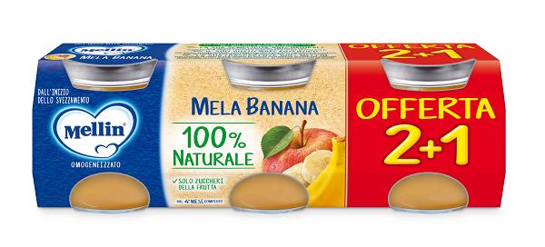 MELLIN OMOGENEIZZATO MELA BANANA 3 PEZZI DA 100 G - Farma Nice
