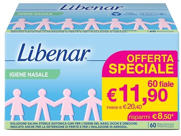 SOLUZIONE SALINA ISOTONICA 0,9% LIBENAR 60 FLACONCINI MONOUSO DA 5 ML - Farma Nice