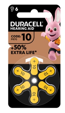 DURACELL EASY TAB 10 GIALLO BATTERIA PER APPARECCHIO ACUSTICO 6 PEZZI - Farma Nice