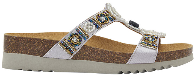 NEW BOGOTA' WEDGE SATIN+BEADS W SILVER/BRONZE 40 - Farma Nice