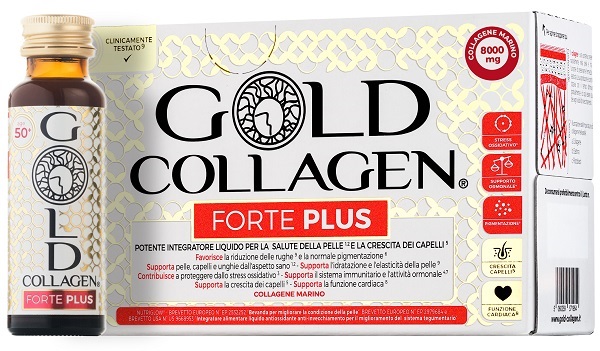 GOLD COLLAGEN FORTE PLUS 10 FLACONCINI DA 50 ML 8G COLLAGENE - Farma Nice