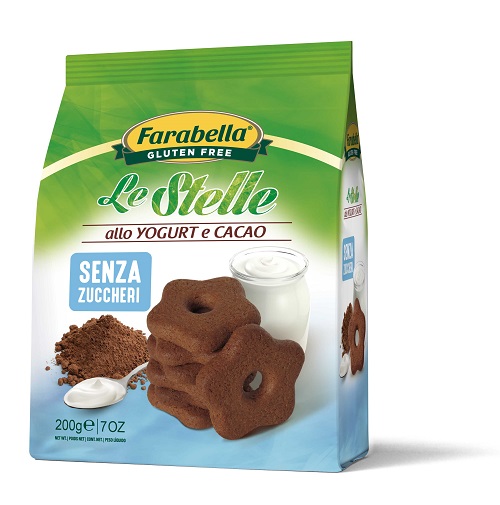 FARABELLA BISCOTTI STELLE YOGURT E CACAO SENZA ZUCCHERO 200 G - Farma Nice