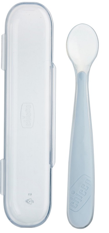 CHICCO CUCCHIAIO SILICONE CON CASE GRIGIO 6 MESI+ - Farma Nice