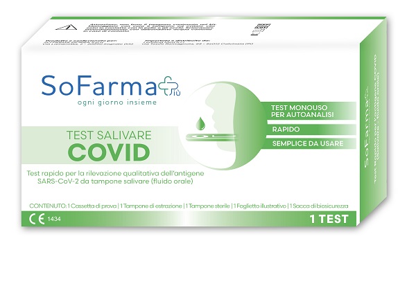 TEST ANTIGENICO RAPIDO COVID-19 SALIVARE AUTODIAGNOSTICO DETERMINAZIONE QUALITATIVA ANTIGENI SARS-COV-2 IN CAMPIONI SALIVARI MEDIANTE IMMUNOCROMATOGRAFIA SOFARMAPIU' - Farma Nice