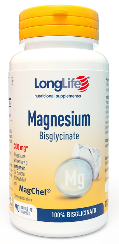 LONGLIFE MAGNESIUM BISGLYCINATE 90 TAVOLETTE DIVISIBILI SENZA GLUTINE - Farma Nice