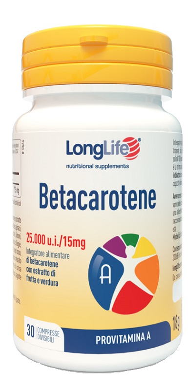 LONGLIFE BETACAROTENE 25000UI 30 COMPRESSE DIVISIBILI SENZA GLUTINE - Farma Nice