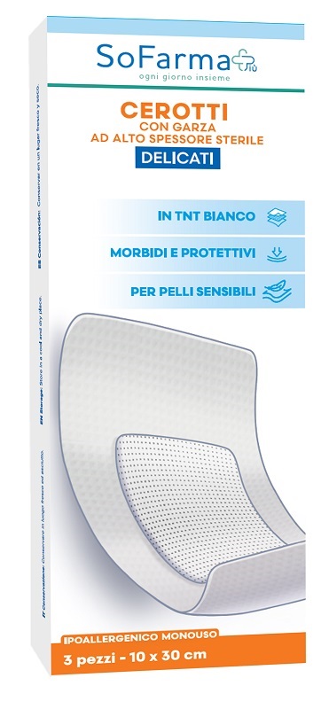 CEROTTO DELICATO 10X20 CM SOFARMA 3 PEZZI - Farma Nice